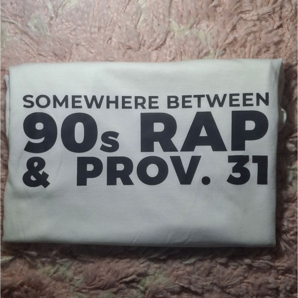 Somewhere Between 90s Rap & Prov. 31 Tee In Green, Yellow, White